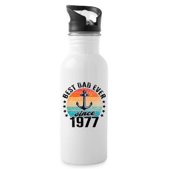 Meilleur papa du monde depuis 1977 Fête des Pères - Gourde avec paille intégrée - blanc - Droite