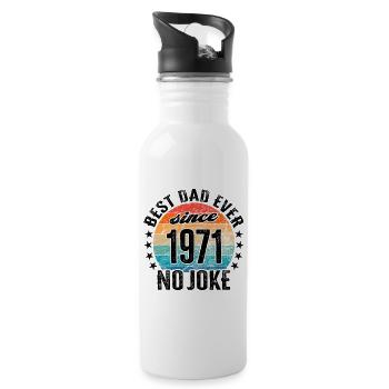 Bester Papa der Welt seit 1971 Vatertag Geburtstag - Trinkflasche mit integriertem Trinkhalm - Weiß - Rechts