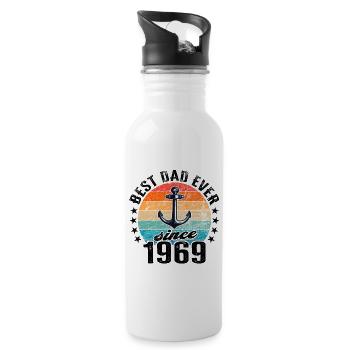 Best dad in the world since 1969 Father's Day Birthday - Water bottle with straw - white - Right
