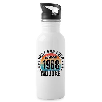 Best dad in the world since 1968 Father's Day Birthday - Water bottle with straw - white - Right