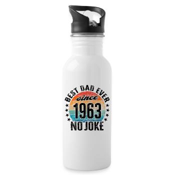 Bester Papa der Welt seit 1963 Vatertag - Trinkflasche mit integriertem Trinkhalm - Weiß - Rechts