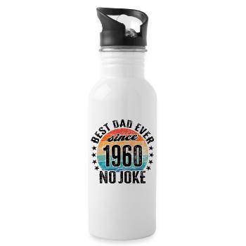Bester Papa der Welt seit 1960 Vatertag - Trinkflasche mit integriertem Trinkhalm - Weiß - Rechts
