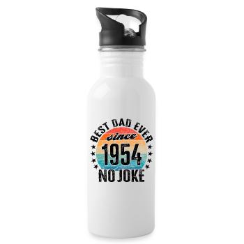Best dad in the world since 1954 Father's Day - Water bottle with straw - white - Right