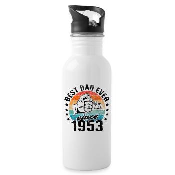 Bester Papa der Welt seit 1953 Vatertag - Trinkflasche mit integriertem Trinkhalm - Weiß - Rechts