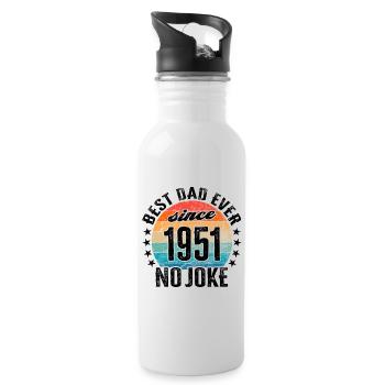 Bester Papa der Welt seit 1951 Vatertag - Trinkflasche mit integriertem Trinkhalm - Weiß - Rechts