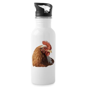 I love Chickens - Water bottle with straw - white - Right