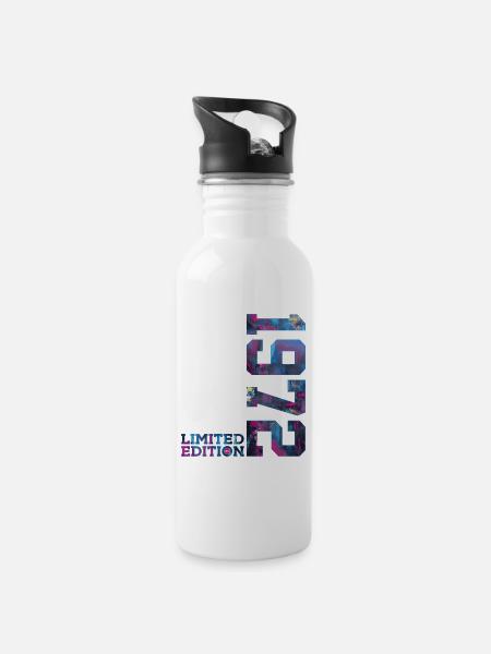 54. GEBURTSTAG 54 JAHRE LIMITED EDITION 1972 - Trinkflasche mit integriertem Trinkhalm - Weiß