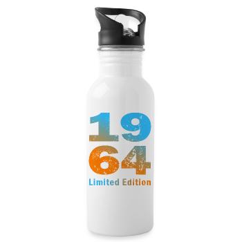 Birthday, born in 1964, limited edition Mug - Water bottle with straw - white - Right