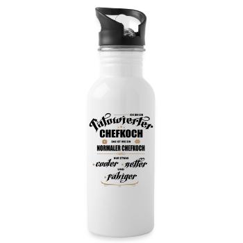 Chefkoch mit Tattoos. Tätowierter Chef. - Trinkflasche mit integriertem Trinkhalm - Weiß - Rechts