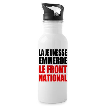 Die Jugend fickt den Front National - Trinkflasche mit integriertem Trinkhalm - Weiß - Rechts