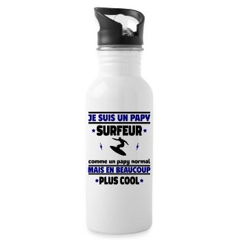 Je suis un papy surfeur plus cool, cadeau noël - Gourde avec paille intégrée - blanc - Droite