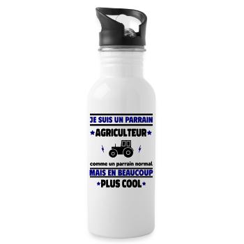 Je suis un parrain agriculteur plus cool - Gourde avec paille intégrée - blanc - Droite