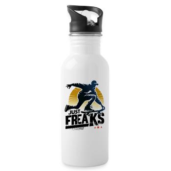 Just Freaks Skater Sk8 Graffiti - Just Freaks ® - Trinkflasche mit integriertem Trinkhalm - Weiß - Rechts