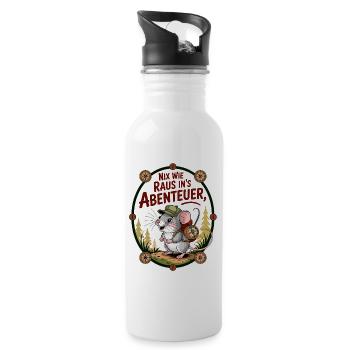 Nix wie weg lustige Maus mit Rucksack geht wandern - Trinkflasche mit integriertem Trinkhalm - Weiß - Rechts