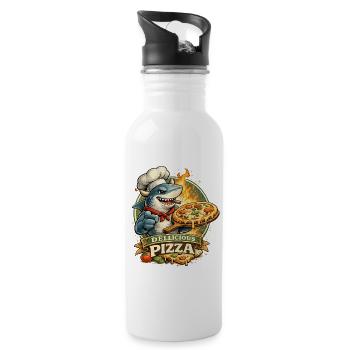Pizzahai Kochheld - Trinkflasche mit integriertem Trinkhalm - Weiß - Rechts