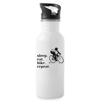 Biking / Fahrrad / Bestseller / Geschenkidee - Trinkflasche mit integriertem Trinkhalm - Weiß - Rechts