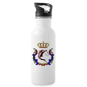 Pferd, Pferde, Pferd mit Ornament - Trinkflasche mit integriertem Trinkhalm - Weiß - Rechts