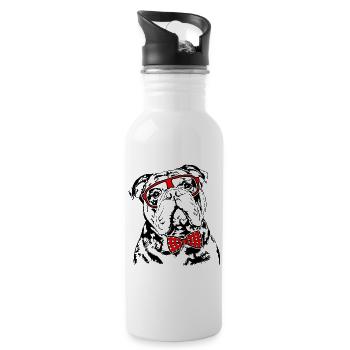 Lustige OLD ENGLISH BULLDOG Brille Hunde Hund OEB - Trinkflasche mit integriertem Trinkhalm - Weiß - Rechts
