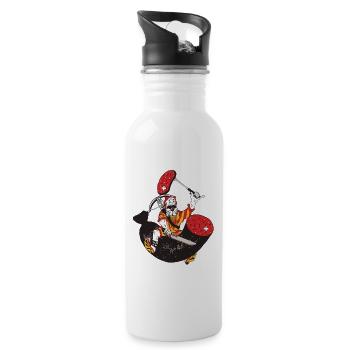 Metzgerei, Wiltsch, Frech, Schweiz, Regional - Trinkflasche mit integriertem Trinkhalm - Weiß - Rechts