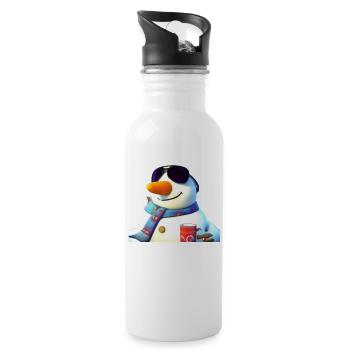 Bonhomme de neige avec café et lunettes de soleil - Gourde avec paille intégrée - blanc - Droite