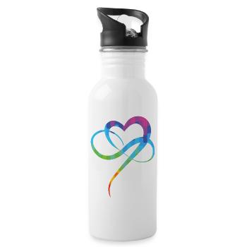 Poly Love Heart - Infinity Herz - Water bottle with straw - white - Right