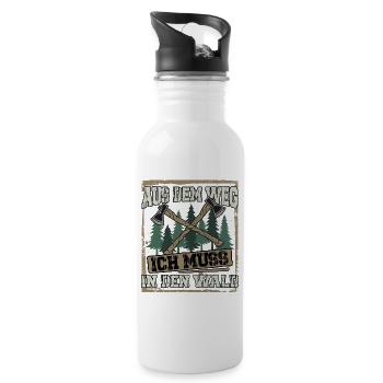 Aus dem Weg ich muss in den Wald - Trinkflasche mit integriertem Trinkhalm - Weiß - Rechts