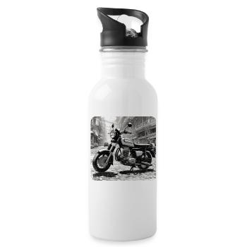 Cooles Moped - Trinkflasche mit integriertem Trinkhalm - Weiß - Rechts