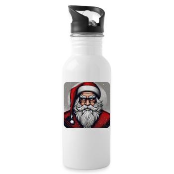 Evil grim Santa Claus - Water bottle with straw - white - Right