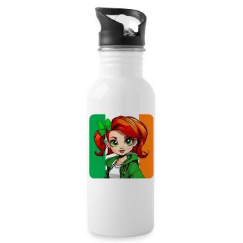 Cute Irish redhead girl - Water bottle with straw - white - Right