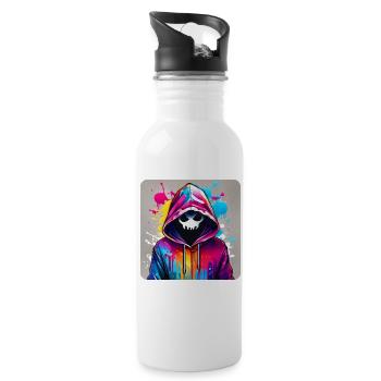 Ghost in Hoodie Graffiti Style - Water bottle with straw - white - Right