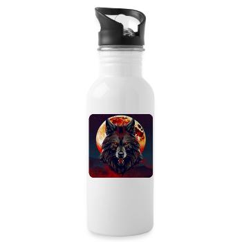 Horror werewolf with red glowing eyes - Water bottle with straw - white - Right