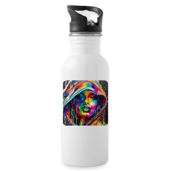 Femme dans le style graffiti - Gourde avec paille intégrée - blanc - Droite
