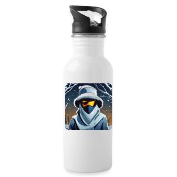 Cool Spooky Ghost with Glasses - Water bottle with straw - white - Right