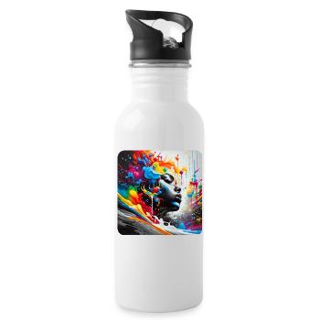 Femme dans le style graffiti - Gourde avec paille intégrée - blanc - Droite