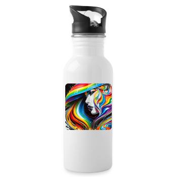 Woman in graffiti style - Water bottle with straw - white - Right