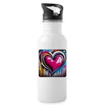 Heart in graffiti style - Water bottle with straw - white - Right