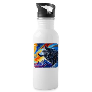 Animal Loup - Gourde avec paille intégrée - blanc - Droite