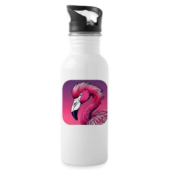 Pink Flamingo - Water bottle with straw - white - Right