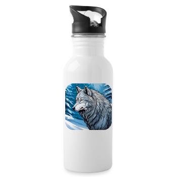Proud Wolf in Winter Spiritanimal - Water bottle with straw - white - Right