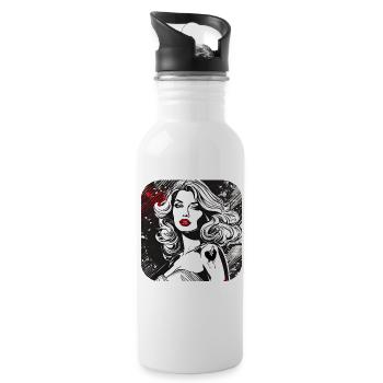 Femme avec tatouage coeur et poignard - Gourde avec paille intégrée - blanc - Droite