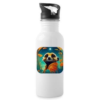 Cute meerkat - Water bottle with straw - white - Right