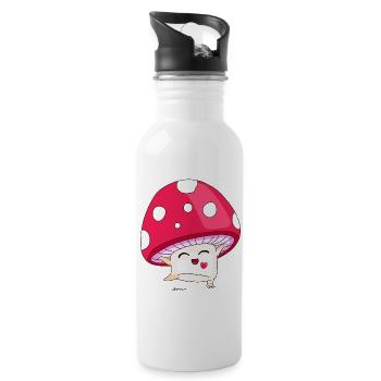 Merry mushroom - Trinkflasche mit integriertem Trinkhalm - Weiß - Rechts