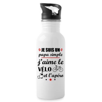 Papa simple vélo et apéro, fête des pères - Gourde avec paille intégrée - blanc - Droite