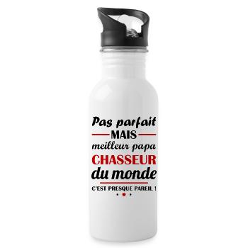 Pas parfait mais meilleur papa chasseur du monde - Gourde avec paille intégrée - blanc - Droite