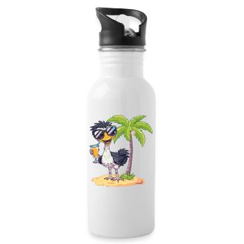 Ostrich Summer Beach Comic - Water bottle with straw - white - Right