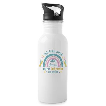 Lehrerin für Grundschule - Trinkflasche mit integriertem Trinkhalm - Weiß - Rechts