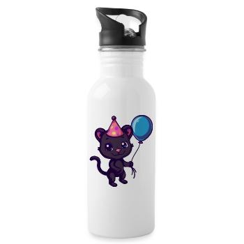 Panther Birthday Comic - Water bottle with straw - white - Right