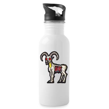 Mountain Goat Halloween Animal - Water bottle with straw - white - Right