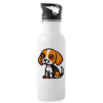 Beagle Hund Halloween Tier - Trinkflasche mit integriertem Trinkhalm - Weiß - Rechts
