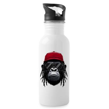 Cool Gorilla Hip Hop Rap Rappeur Lunettes de soleil - Gourde avec paille intégrée - blanc - Droite